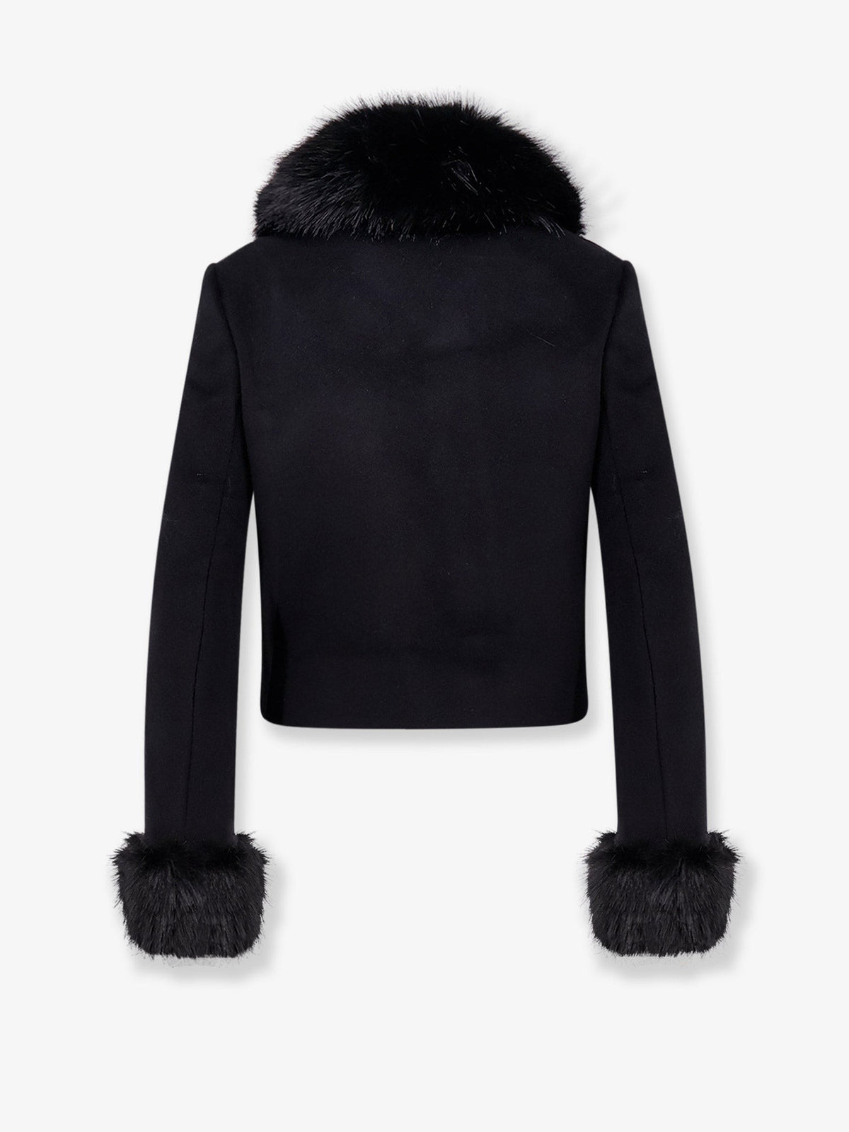 Wool blend blazer with faux fur details 2