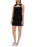 WOOL BLEND STRAIGHT MINI DRESS WITH CUT-OUT 2