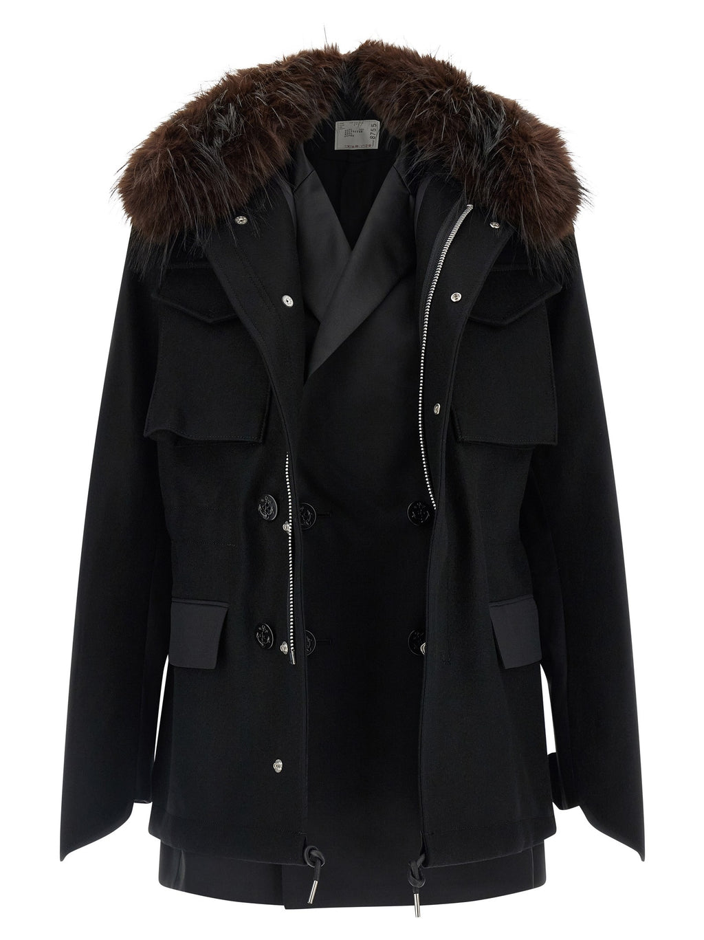 Wool coat with fur insert 2