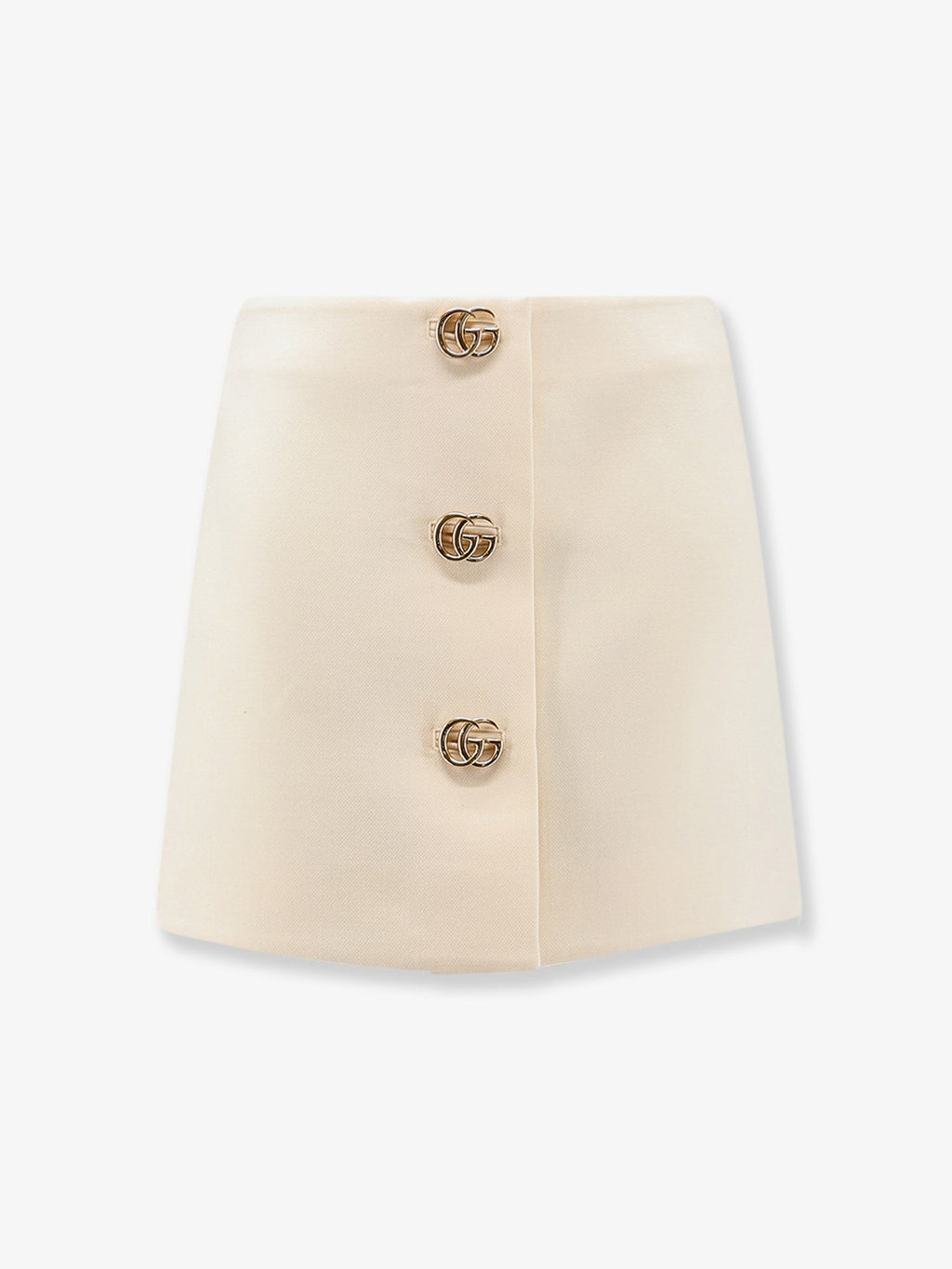 Wool crêpe skirt with Double G button