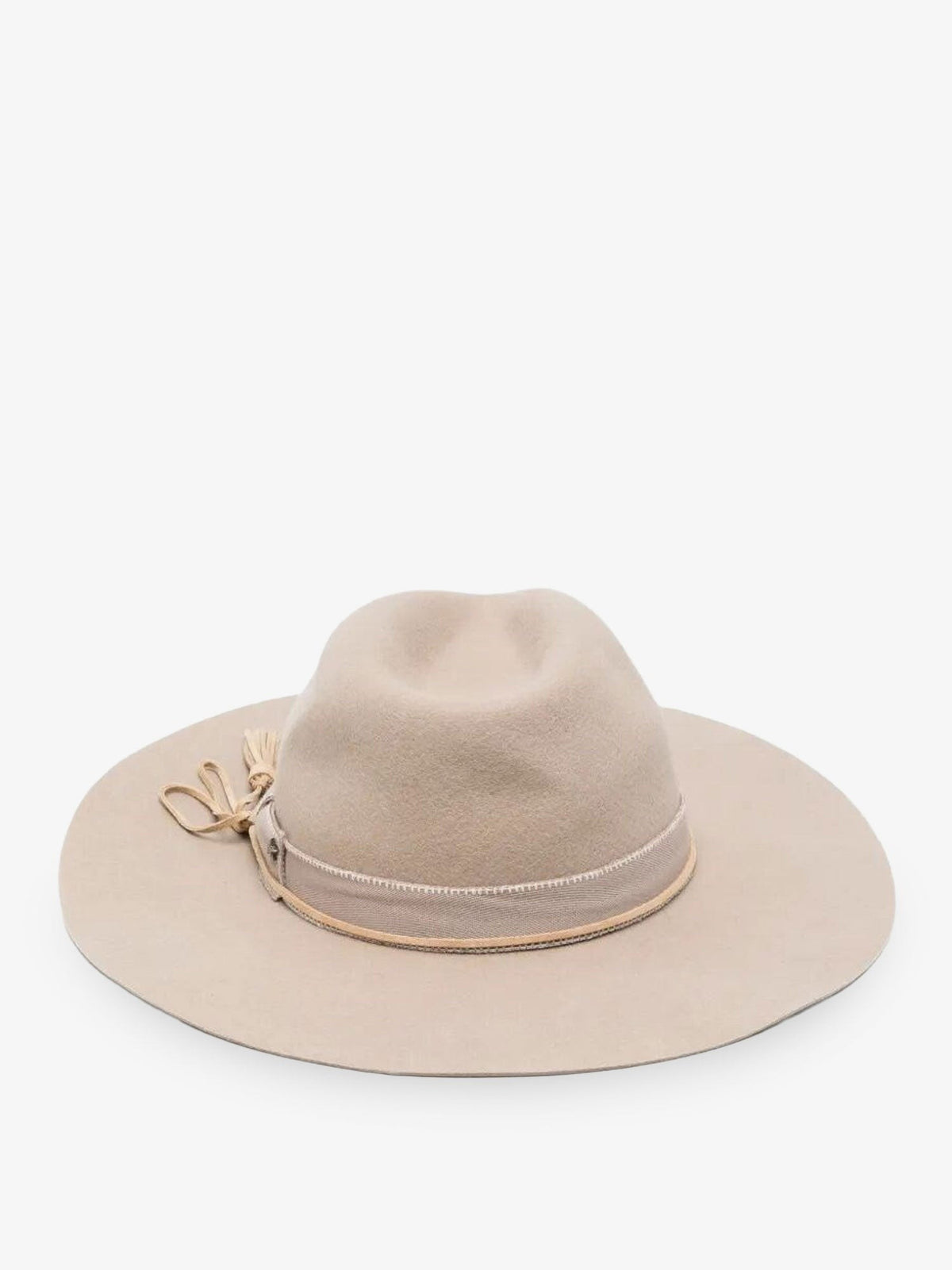 Wool Fedora hat with double strap and tone-on-tone bow 2