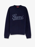Wool sweater with frontal embroidered logo
