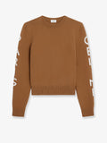 Wool sweater with logo inlay
