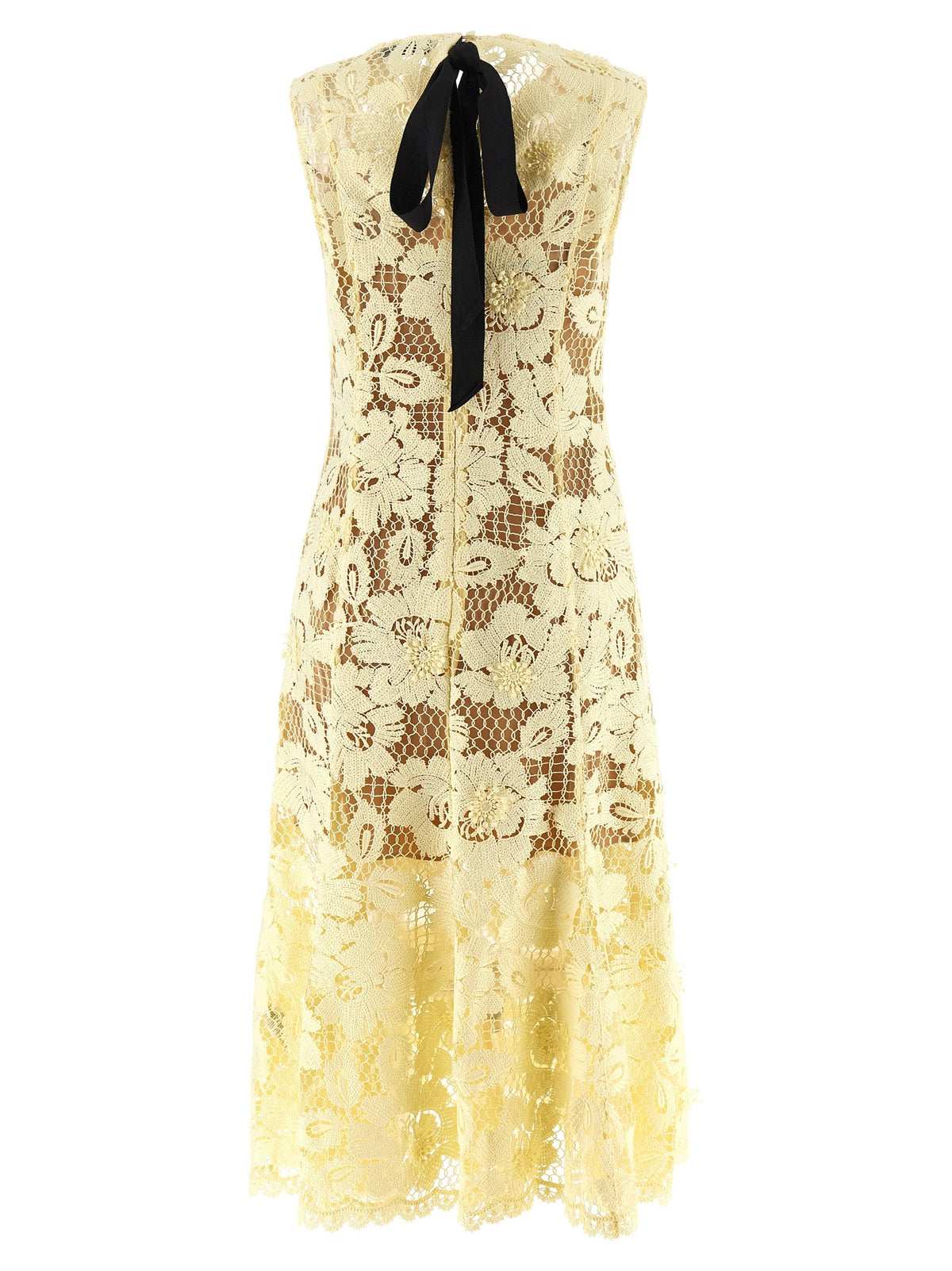 'Yellow crochet lace' midi dress 2