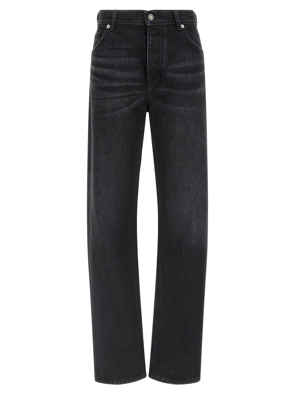 Yellow stitching jeans with visible thread