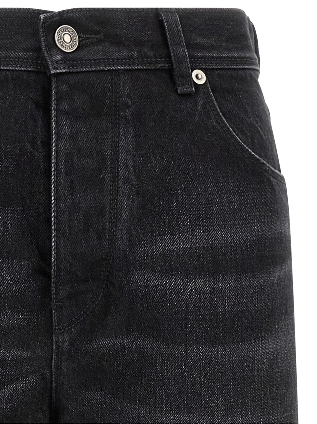 Yellow stitching jeans with visible thread 3