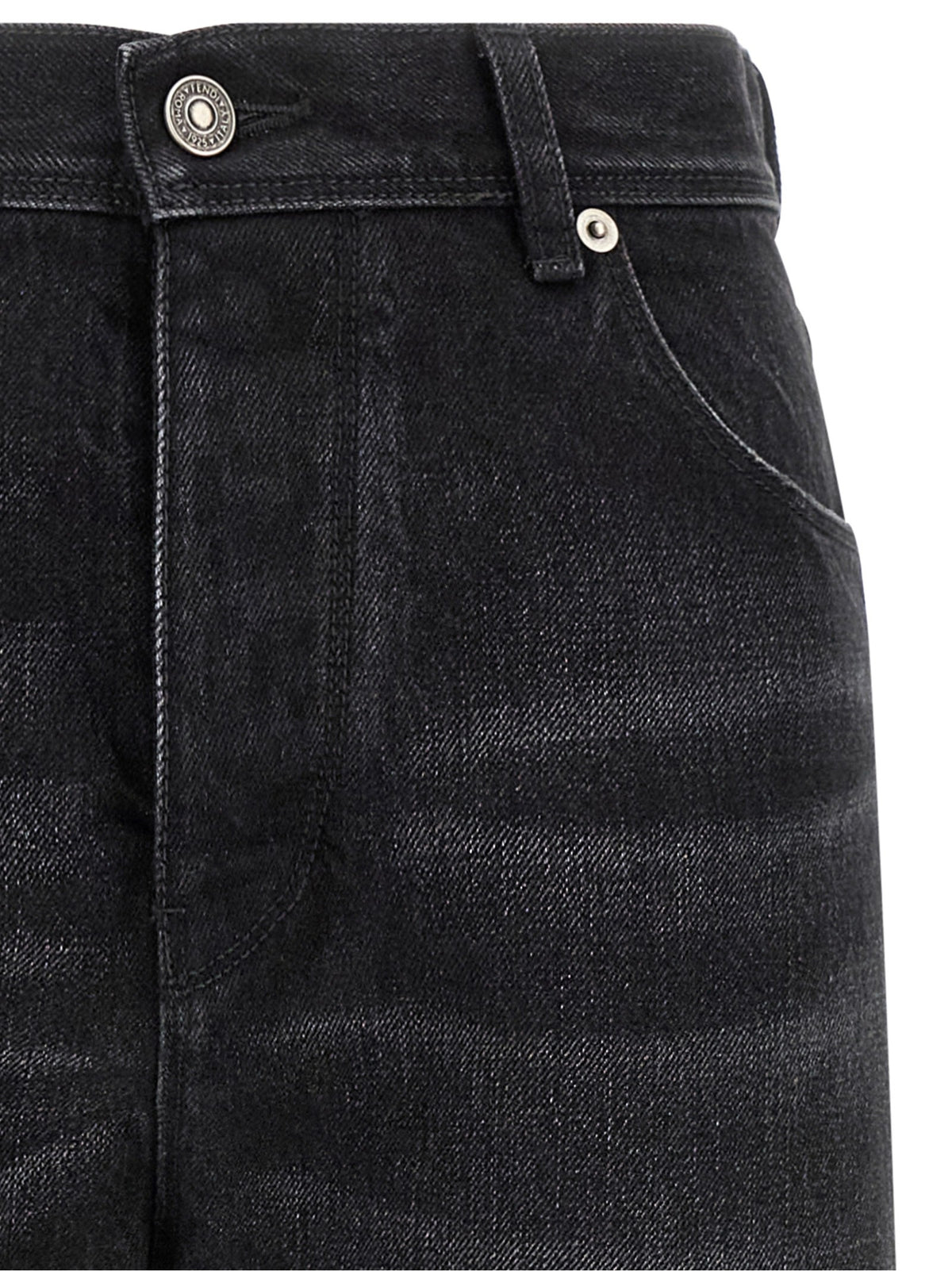 Yellow stitching jeans with visible thread 3