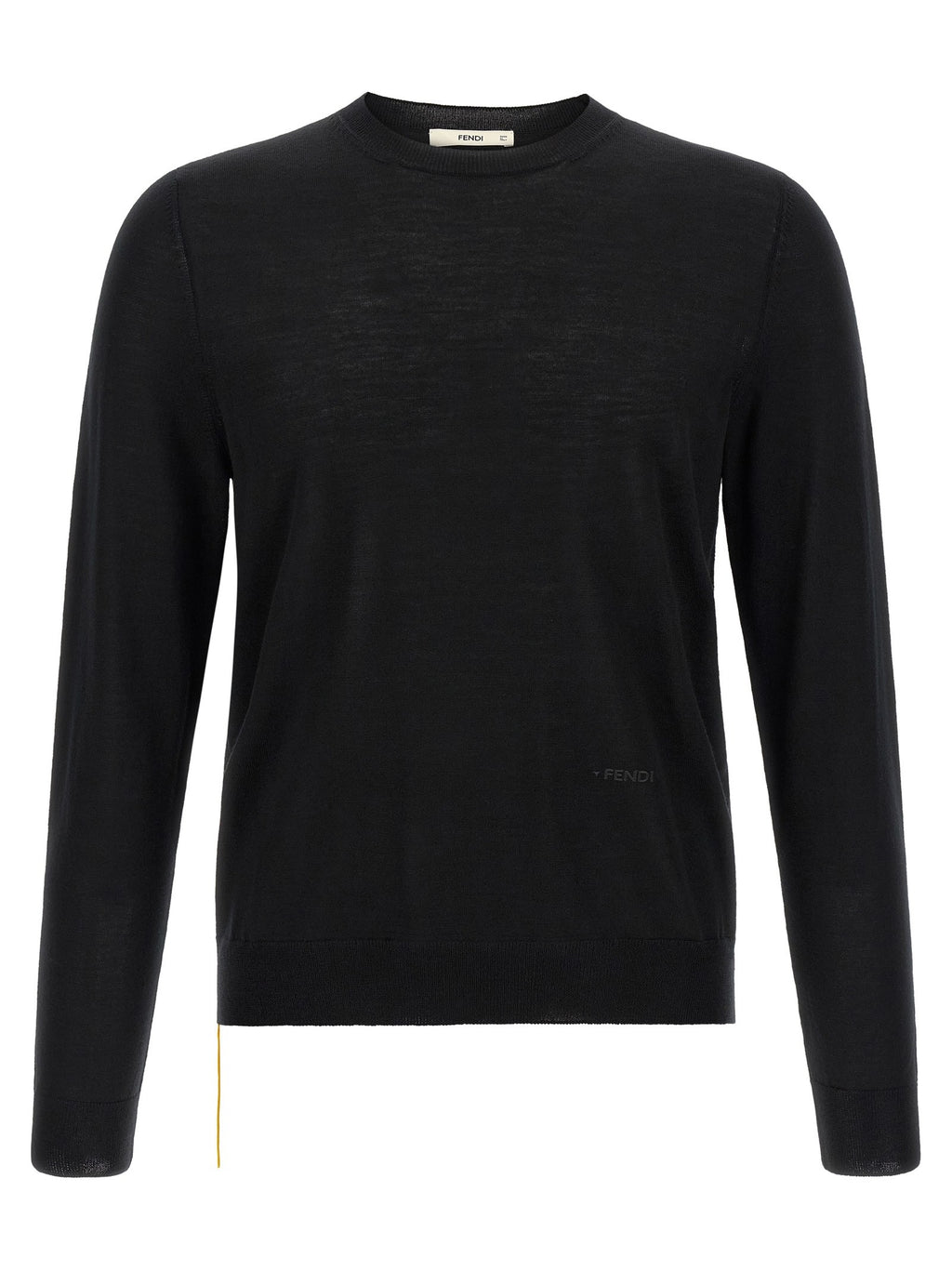 Yellow stitching sweater with visible thread