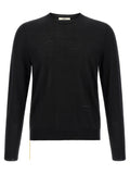 Yellow stitching sweater with visible thread