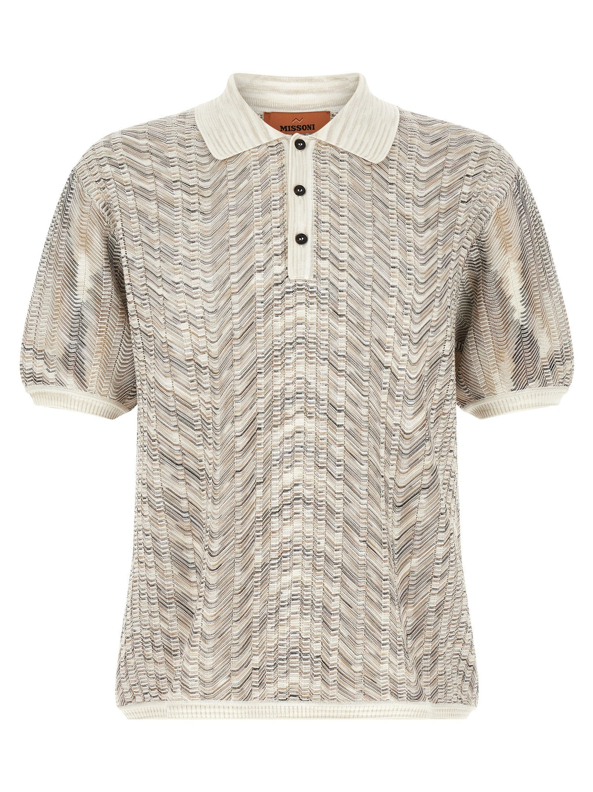 'zig-zag' knit polo shirt
